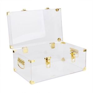Proveedor de Oro de la Industria: Caja de Almacenamiento Rectangular de Acrílico Transparente Moldeada por Inyección Ecológica con Accesorios Decorativos de Metal Dorado - Product Image 5