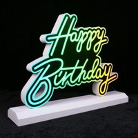 Letrero LED para Discoteca con Mensaje de Feliz Cumpleaños, Presentador de Botellas, Servicio VIP con Letras Intercambiables, Letrero Personalizado