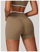 Celana Pendek Yoga High-Waisted Model Cross-Waist, Ketat, Sensasi Kulit Telanjang, Efek Mengangkat Bokong, Celana Olahraga Wanita untuk Fitness