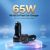 Chargeur de voiture HNT en gros 65W 4 ports 2C+2A avec charge rapide QC18W+PD 30W PC+ABS avec affichage numérique pour iPhone 16/15