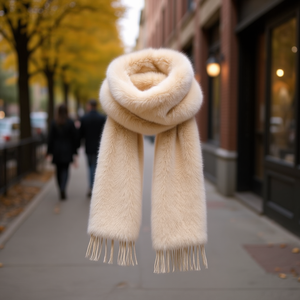 Sciarpa in Pelliccia Sintetica alla Moda, Lunga, per Donna, in Poliestere, per Tutte le Stagioni, Accessorio Multifunzionale - Product Image 1