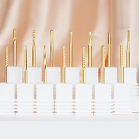 Embouts de ponceuse à ongles en acier inoxydable et tungstène, plaqués or, en forme de cône, pour polissage des ongles, accessoires sûrs et lisses pour le nettoyage des cuticules