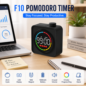 Minuteur Pomodoro pour Enfants et Usage Professionnel 25+5 <span class=keywords><strong>Min</strong></span> Affichage LED Concentration Batterie Rechargeable Compte à Rebours 99 <span class=keywords><strong>Min</strong></span> Design Carré Écologique - Product Image 2