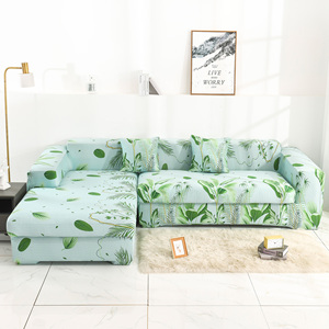 Su misura di modo di verde non-slip 4 5 6 posti divano copre decorazioni per la casa forma di l divano copertina stampata stretch - Product Image 1