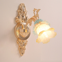 Lámpara de pared de cristal europeo, lámpara de noche de lujo para sala de estar, dormitorio, pared de fondo, pasillo, Villa, Hotel, iluminación