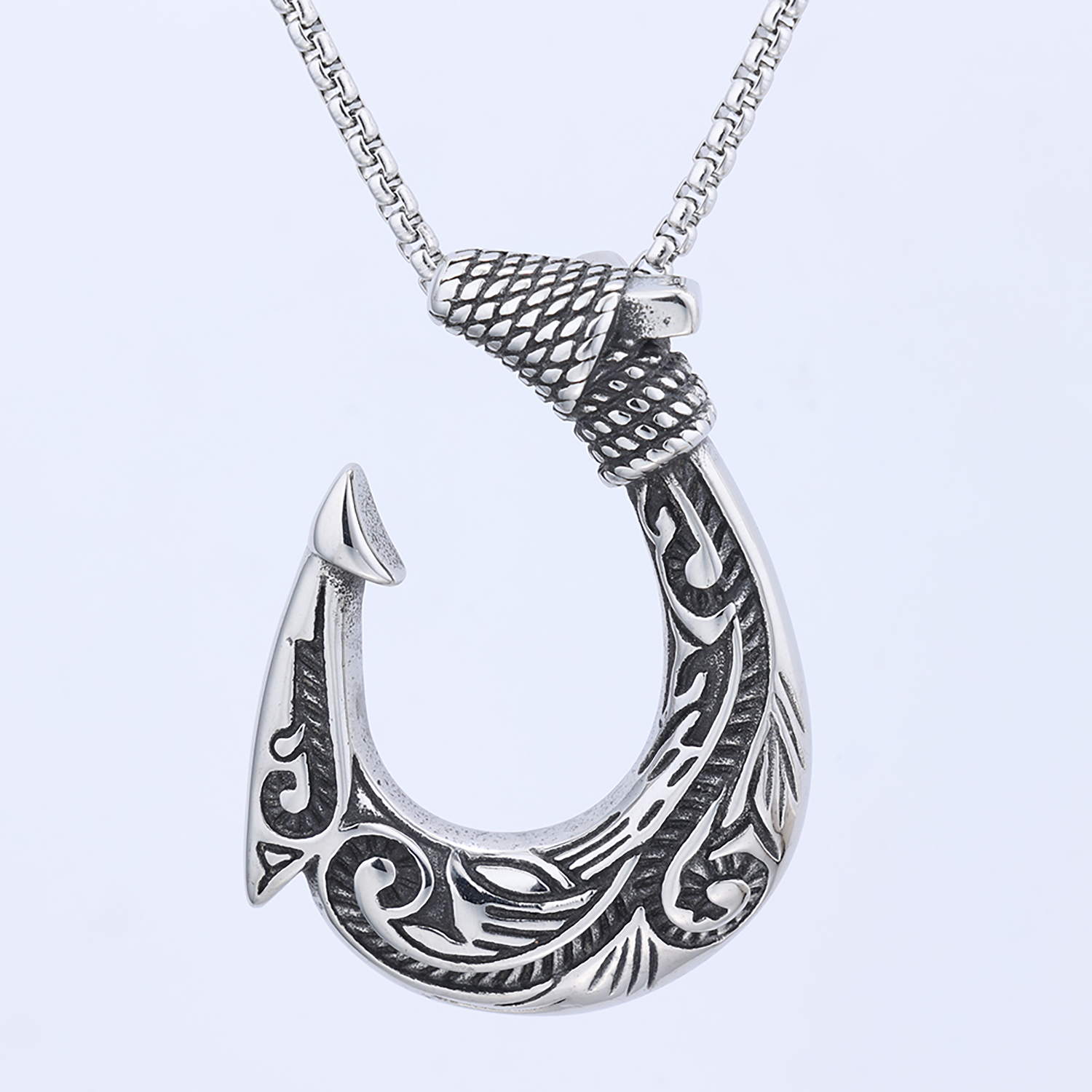 celtic fish hook Wholesale Waterproof Hot elling tainless teel New Fashion Viking Mens Nordic Fishhook Jewelry tainless teel Celtic Pattern Fish Hook Pendant Necklace,