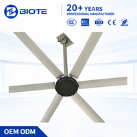 BIOTE HVLS Tavan Hava Sirkülatörü 7.3m 24ft PMSM Motor 1.5kW 55 RPM 1500m2 Okul Spor Salonu için 45dB Geniş Alan Hava Akışı