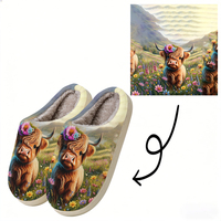 Chaussons classiques à bout fermé avec imprimé vache des Highlands, légers, amortissants, semelle épaisse en TPR, doublure en peluche, pour toutes les saisons