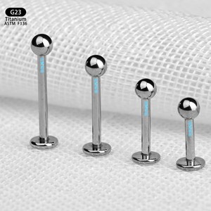 Piercing à bille à fond plat en titane G23, bijoux de corps unisexe ASTM F136 - Product Image 2