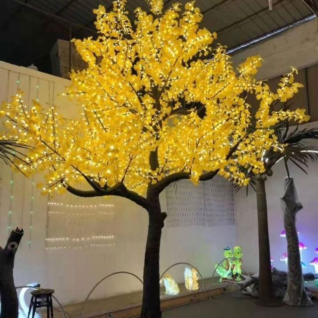 Landscape Outdoor Yellow Decorative Led Artificial Ginkgo Tree with Light