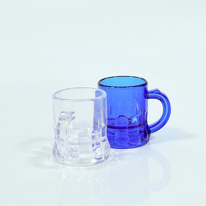 Transparent Blue Plastic Beer Mug 1 Oz 4.5 Cm High For Whiskey Cocktails Party Use - Product Image 1