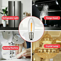 Ampoule LED à filament en verre côtelé C6, culot E10, 10-55V 0.2W, pour bougies, arche de Noël, ampoule de remplacement