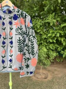 Artisan Handmade <b>Velvet</b> Embroidered 100% Cotton Eco-Friendly Breathable <b>Jacket</b> <b>Women</b> | Premium Floral Boutique Designer - Product Image 5