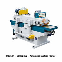 Raboteuse à bois automatique double face MM524 avec tête de coupe spirale, haute productivité, puissance 7,25 kW, largeur de rabotage maximale 600 mm