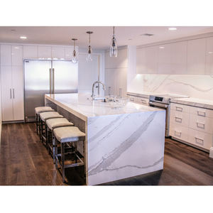 Armoire de <span class=keywords><strong>cuisine</strong></span> blanche en laque brillante, Design personnalisé, de luxe, armoire de <span class=keywords><strong>cuisine</strong></span> moderne avec Island, nouveau - Product Image 1