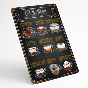 Großhandel Vintage Kaffee Metallschild Kaffee-Menü Poster Café Wanddekoration Restaurant Schild Barista Kunstwerk Küchendekoration - Product Image 6