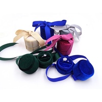 Boîtes à bagues en velours pour boucles d'oreilles et pendentifs Vitrine élégante de bijoux avec ruban Coffrets cadeaux pour bagues et bijoux