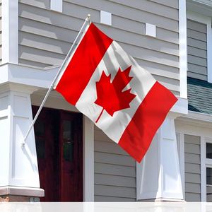 Высококачественные оптовые полиэстеровые флаги Канады, индивидуальные бело-красные флаги с двумя латунными кольцами - Product Image 5