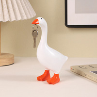 Porte-clés aimanté en résine blanche en forme de canard, peint à la main, pour entrée de maison, bureau, cadeau de pendaison de crémaillère
