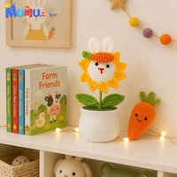 Handgemaakt gehaakt konijn glimlachende zonnebloem potplant eeuwigdurend afgewerkt auto kantoor huis bureau decor cadeau