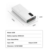 Banco de energía de gran capacidad de 20000mAh USB C 22,5 W batería de repuesto externa 10000mAh cargador rápido portátil para teléfono móvil