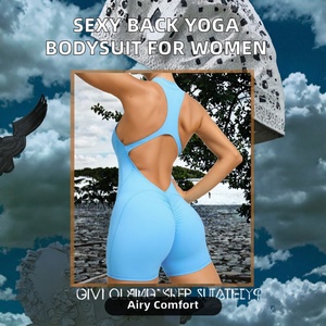 Combinaison de yoga sans manches à dos en V, élastique, douce pour la peau, de haute qualité, pour femme, sexy, effet push-up, pour l'entraînement - Product Image 2