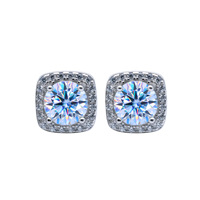 Petites boucles d'oreilles clous en zircone cubique et moissanite pour femme, en argent sterling S925, style classique à quatre griffes, élégantes pour le bureau
