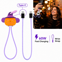 Innovatieve 60W snellaadkabel type C naar type C met anti-verlies polsbandje USB C-laadkabel voor Halloween reizen