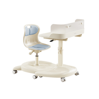 Ensemble de table d'étude pour enfants Tenwin 2805 en plastique, mobile, avec tiroir caché, hauteur réglable, bureau ergonomique pour l'école