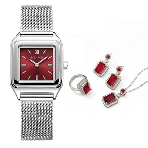 5pcs Women's Casual Gold Quartz Watches Steel Strap Luxury Necklaces Rings Earrings Bracelets Five-piece Watch Set Gift - Product Image 6