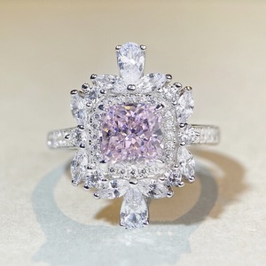 Magnifiques bagues de fiançailles en argent sterling S925 plaqué <span class=keywords><strong>platine</strong></span> de haute qualité avec diamant rose simulé - Product Image 1