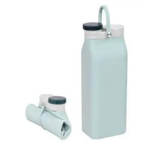 Botol minum silikon portabel kreatif, botol air olahraga lipat, Ketel perjalanan tahan suhu tinggi, botol minum silikon