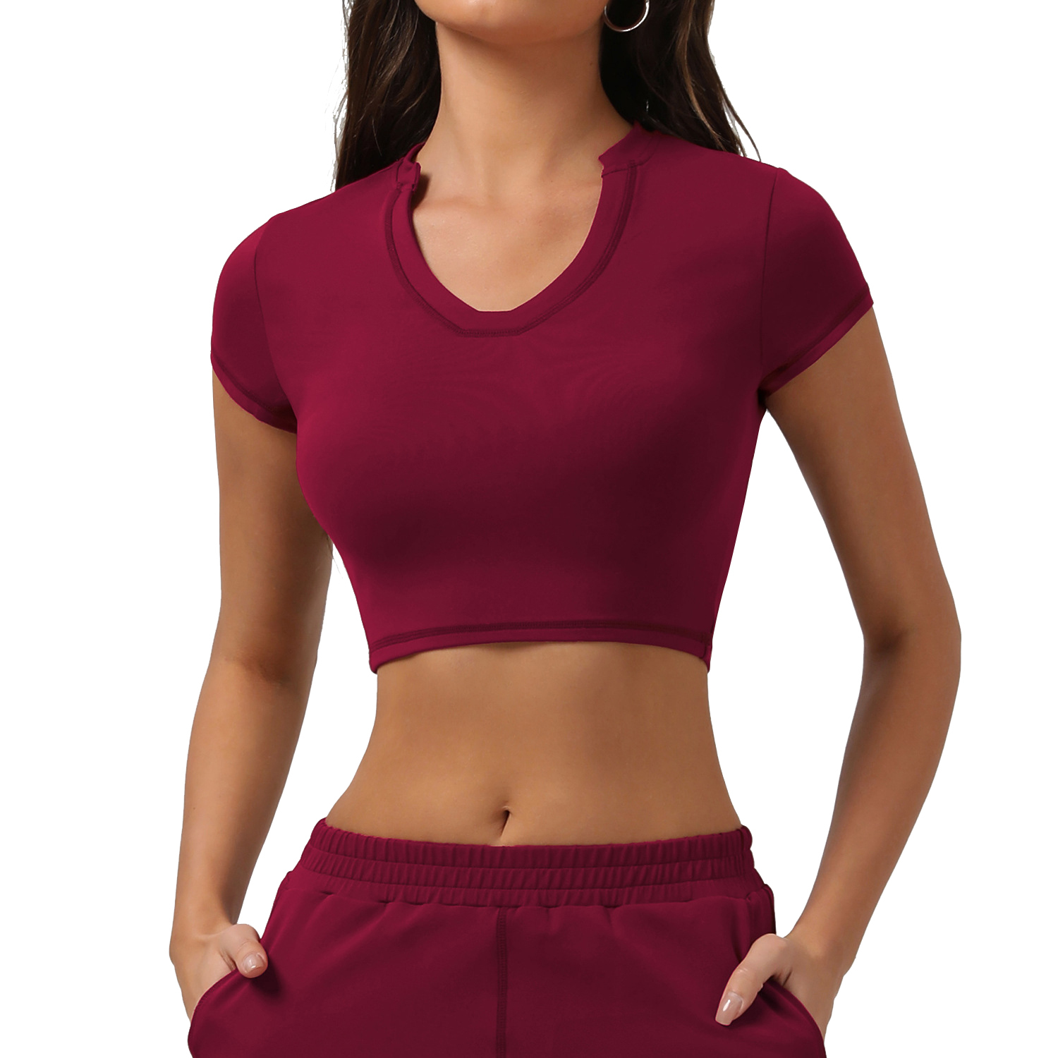 Women's Lightweight Breathable Yoga Tops Quick Dry Tight-Fit Sports Shirt Fashionable Printed Spandex Material Sun Protection