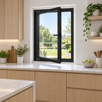 Fenêtre à battant en aluminium noir pour maisons et villas