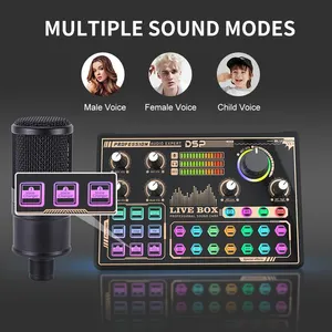 Hot Sales Wired Condenser Microphone Kit USB Audio Interface Recording Studio Sound Cards For Gaming Living Singing