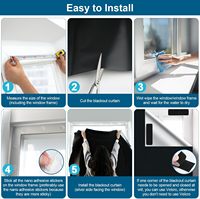 Tirai Jendela Portabel DIY Tanpa Bor, Tirai Blackout dengan Stiker/Tab untuk Kamar Tidur, Asrama, Ruang Media