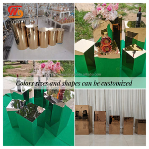 SMOOTH Birthday Decoration <b>Gold</b> Iron & Stainless Steel Cylinder <b>Mirror</b> Design Cake <b>Stand</b> 50cm/70cm/90cm Sizes Dessert Table - Product Image 3