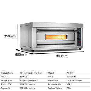 فرن خبز وبيتزا من الفولاذ المقاوم للصدأ من مصنع AIKAI في الصين، طابق واحد وصينية واحدة، فرن مخبوزات لخبز الخبز - Product Image 2