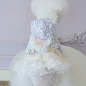 Luxury Tweed <strong>Dog</strong> Princess Dress Winter Thickened Fleece Lined Cotton Hooded Dress with Tulle Skirt Snap Closure Elegant Pet <strong>Gown</strong> - Product Image 5
