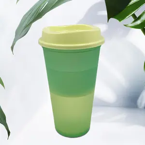 Hot Sale 16oz Bpa free color changing plastic cup 480ml Novelty colour change coffee mug tumbler unique design travel mugs 16 oz