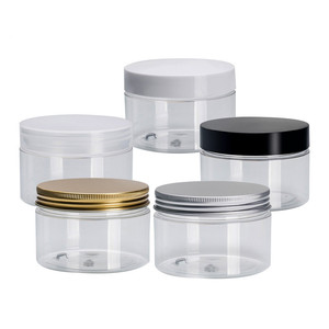 30ml 50ml 80ml 100ml 120ml 150ml 180ml 200ml 250ml 300ml PET plastic jar with transparent white black aluminum gold lid