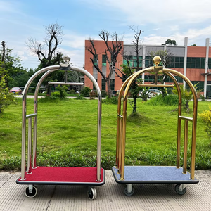 Carrello Telescopico Pieghevole per Bagagli con Freno, Trolley per Aeroporto, Carrello per Trasporto Merci, Carrello di Servizio per Hotel e Concierge - Product Image 3