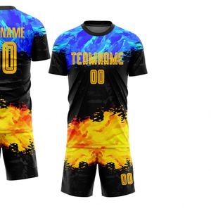 Ensemble de maillot de football multicolore à manches courtes, respirant, à séchage rapide, uniforme d'entraînement pour hommes, chemise et short - Product Image 2