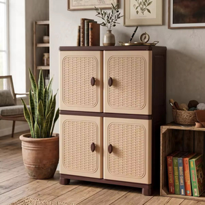 Durable Multifunctional Foldable <b>Storage</b> Box Plastic Stackable Container with Rattan Pattern for Home Office and Study Use - Product Image 4