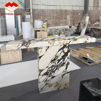 Table console en marbre naturel Viola Calacatta haut de gamme pour hall d'hôtel de luxe italien, entrée, salon