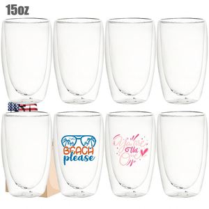 Tazas de Café Transparentes de Borosilicato de Alta Calidad, Preperforadas, de 15 oz, con Aislamiento Térmico, para Decorar con Purpurina, con Logotipo Personalizado - Product Image 1