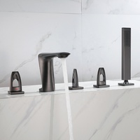 Ensemble de robinetterie de douche pour baignoire Aideal, noir, poignée unique, cartouche en céramique, modes de pulvérisation massage/pluie/doux, laiton, luxe, 5 pièces