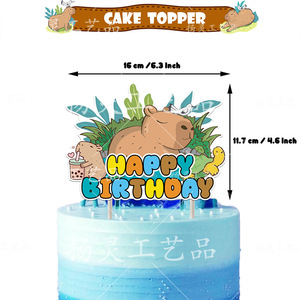 Articles de fête Capybara : Bannière Joyeux Anniversaire Capybara, Décorations de gâteau et cupcakes, Ballons, Fournitures de fête DIY pour Baby Shower - Product Image 3