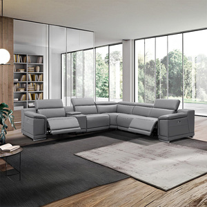 Ghế sofa da Ý tùy chỉnh 3 chỗ ngồi, có chức năng ngả lưng, tích hợp đèn đọc sách, cổng sạc USB và giá để cốc, dành cho phòng khách - Product Image 1