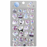 Autocollants transparents liquides à paillettes imprimés irisés personnalisés, autocollants épais transparents à motifs pour embellir les boîtes cadeaux